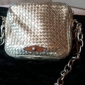 Elliot Luca Weaved Gold Leather Mini Bag